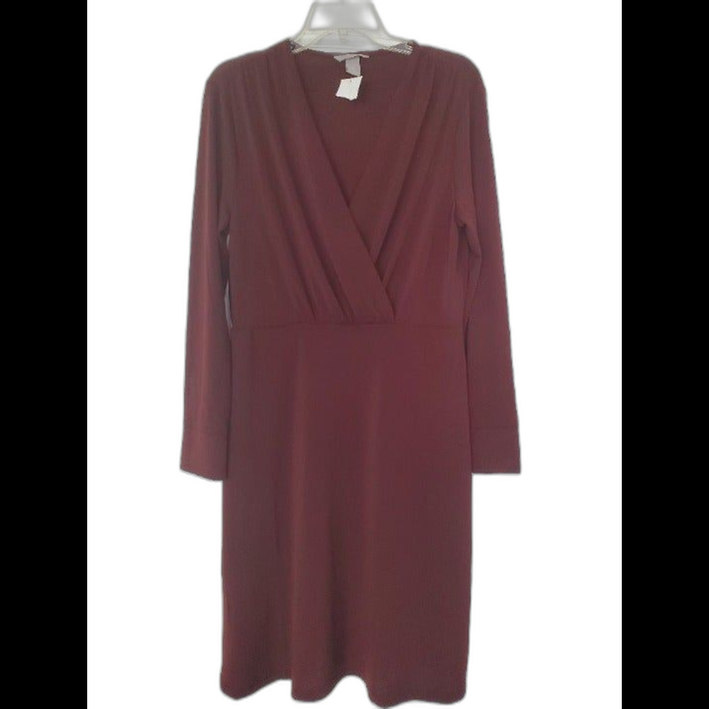 H&M Burgundy Long Sleeve Dress M New